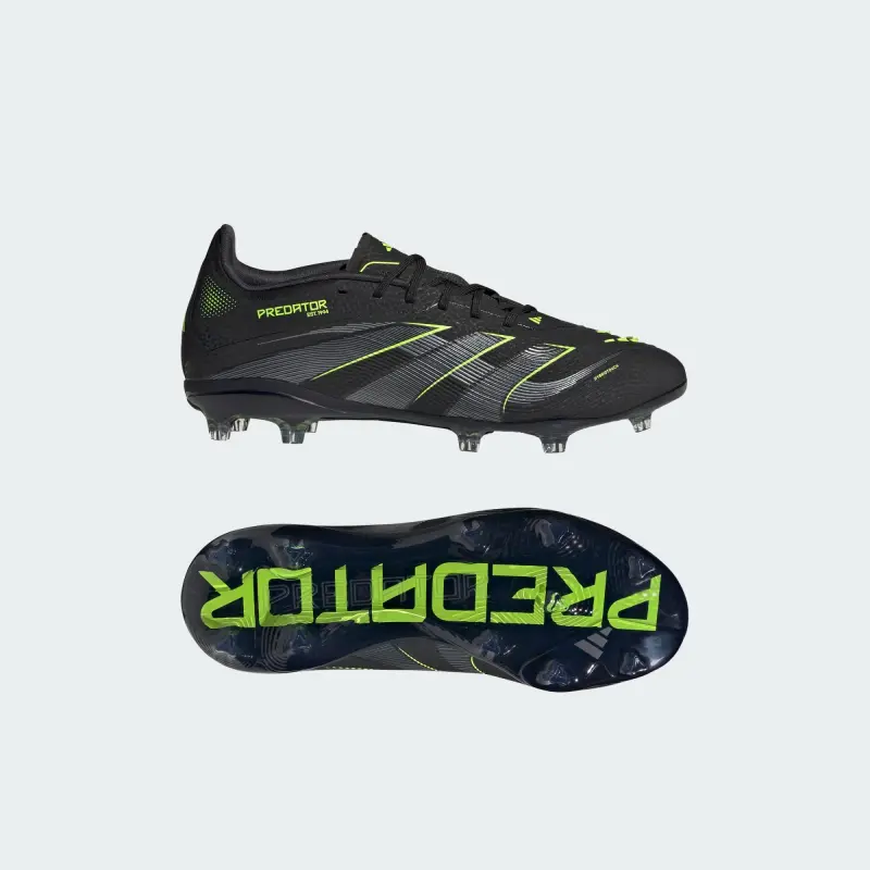 Adidas Predator Elite FG Core Black Iron Metallic Lucid Lemon (GS) visual reference JI1177 26148 Adidas Predator Elite FG Core Black Iron Metallic Lucid Lemon (GS) shown in a clear main product view