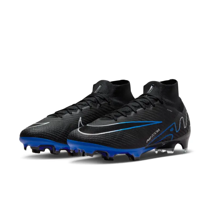 Nike Zoom Mercurial Superfly 9 Elite FG (Black/Blue) item presentation DJ4977 040 22753 Nike Zoom Mercurial Superfly 9 Elite FG (Black/Blue) shown in a clear main product view