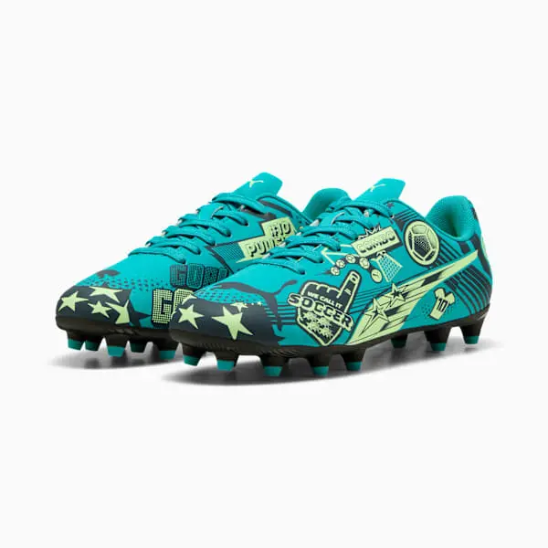 Puma Christian Pulisic x Ultra Legacy FG/AG Big Kid 'Allover Print Deep Aqua' pictured from the gallery product perspective