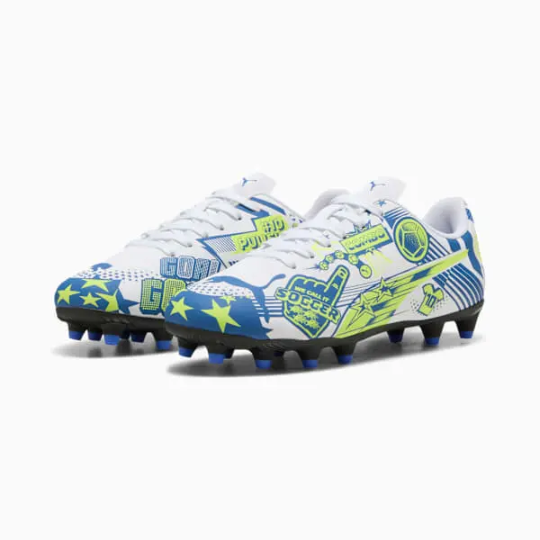 Puma Christian Pulisic x Ultra Legacy FG/AG Big Kid 'Allover Print Lake Blue Yellow Alert' product photo with a gallery presentation