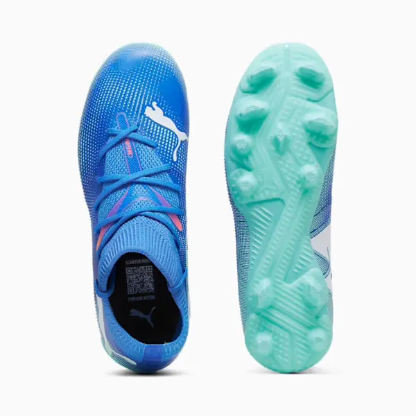 Product imagery for PUMA Future 7 Match FG/AG Jr (Blue/Mint), gallery view