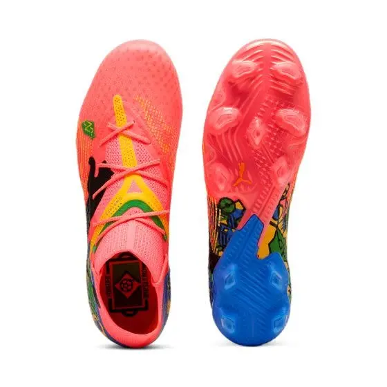 PUMA Future 7 Ultimate NJR FG/AG (Pink/Blue) displayed in a clean gallery view