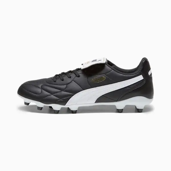 Puma King Top FG AG 'Black White' pictured from the main product perspective