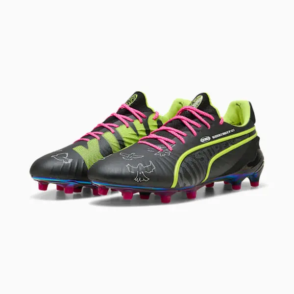 Puma King Ultimate FG/AG KidSuper Black Electric Lime displayed in a clean gallery view