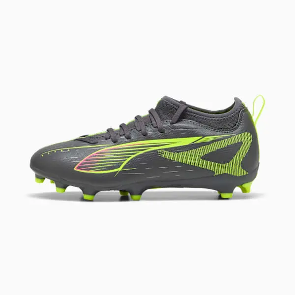 main product photograph of Puma Ultra 5 Match Matte Aged Silver / Yellow Alert (GS)