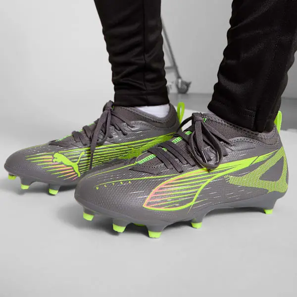Puma Ultra 5 Match Matte Aged Silver / Yellow Alert (GS) displayed in a clean gallery view