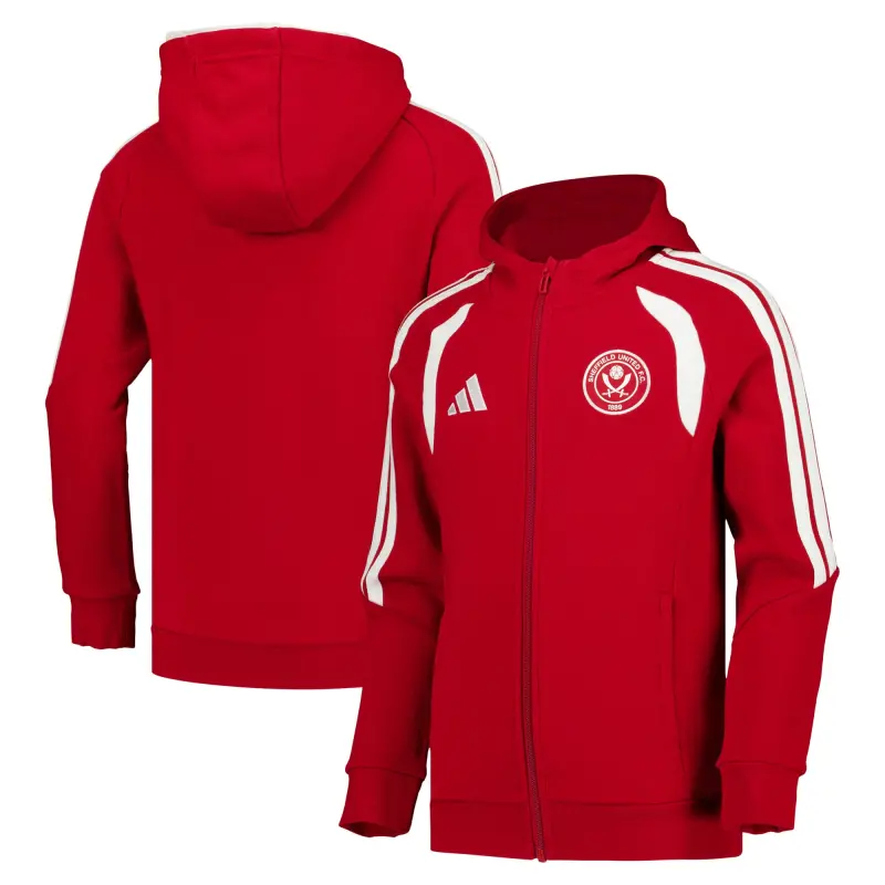 Sheffield United Adidas Travel Full Zip Hoodie Red Kids visual reference 204514764 29533