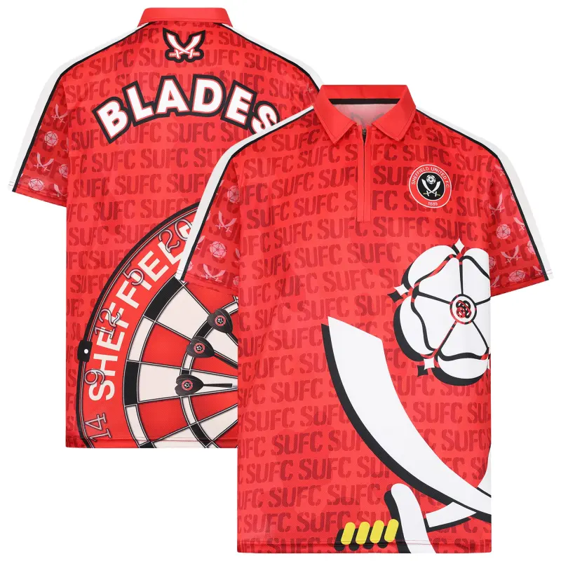 Sheffield United SUFC Darts Polo Shirt Red/White Mens item presentation 204513841 29318