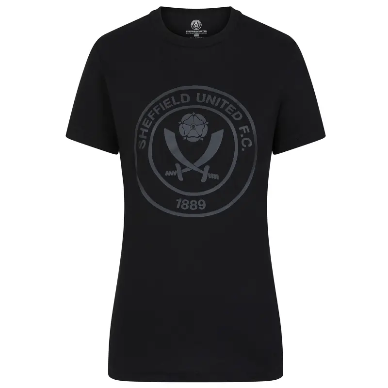 Women Sheffield United Crest Tee Black pictured from the main product perspective